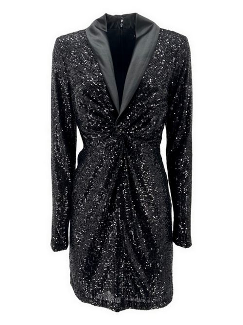 Black women's dress with sequins and satin neckline Ralph Lauren | 253919826001
